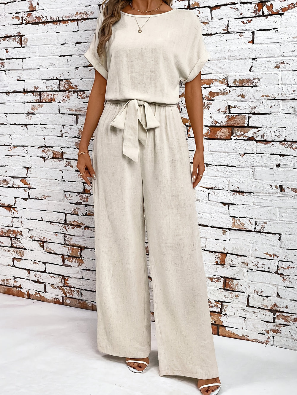 Set – Rond Hals Top Met Vleermuismouwen En Losse Vorm