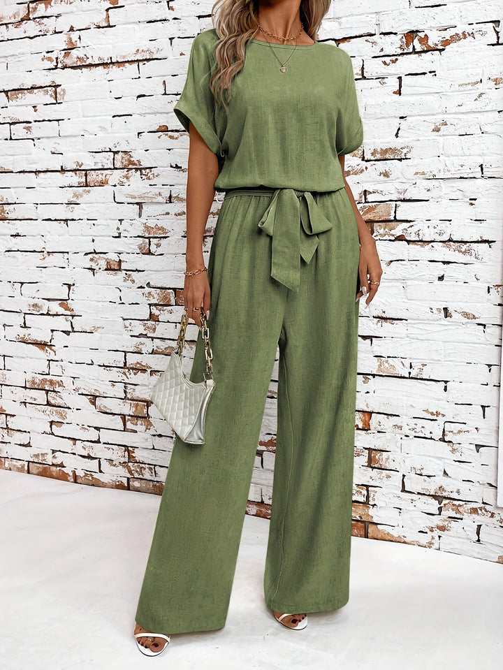 Set – Rond Hals Top Met Vleermuismouwen En Losse Vorm