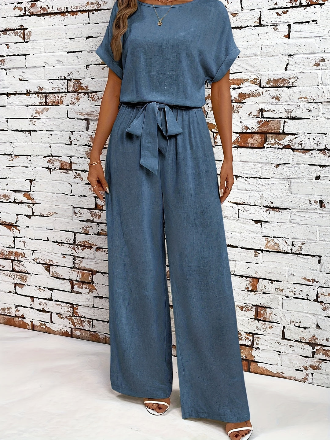Set – Rond Hals Top Met Vleermuismouwen En Losse Vorm