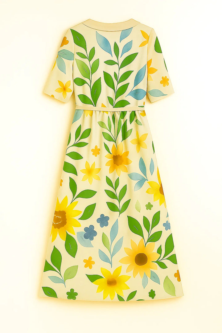Siela - Vintage jurk met bloemenpatroon en stropdassen