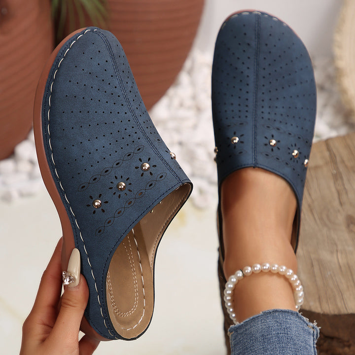 Slippers - Imitatieleer Ronde Neus & Plateauzool Met Demping