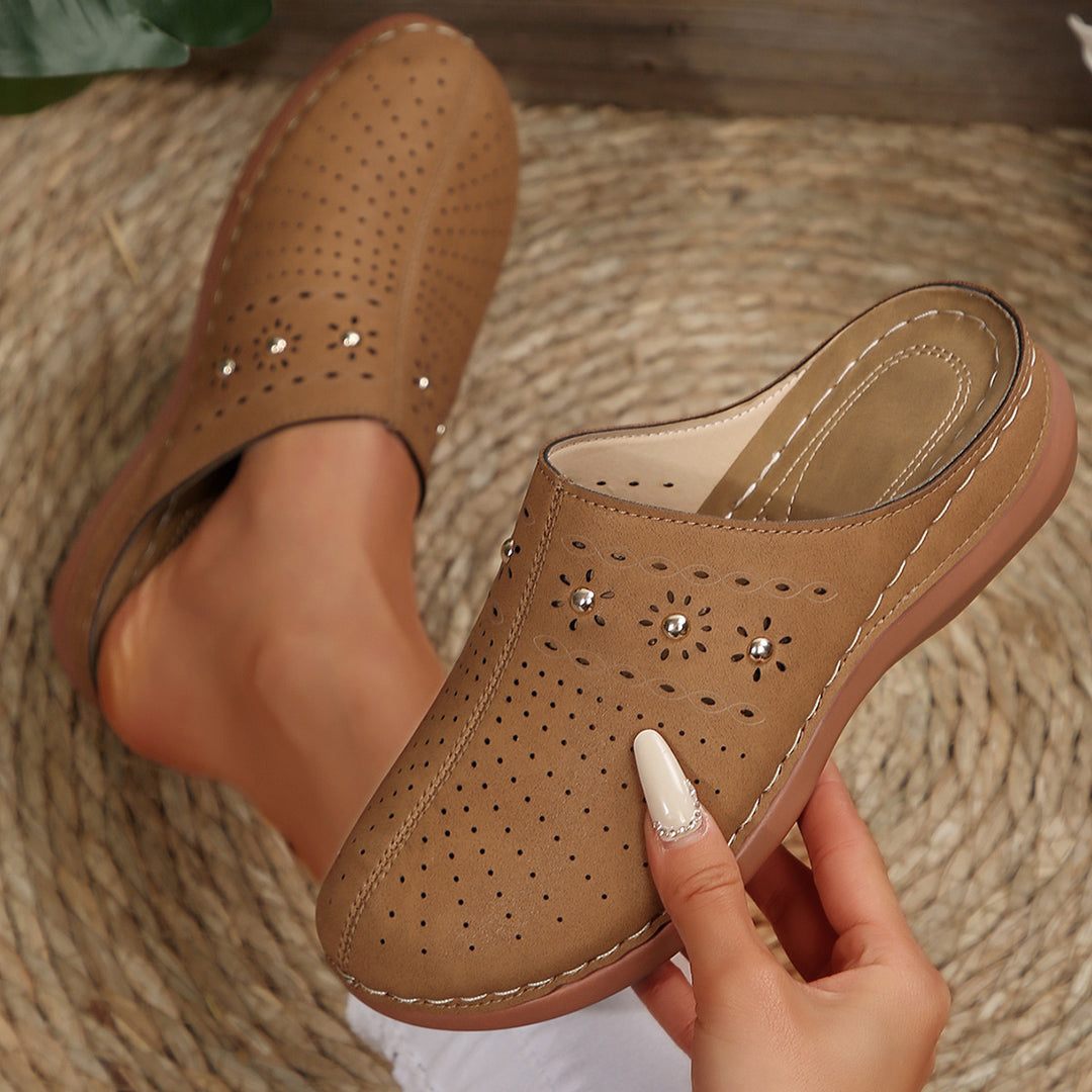 Slippers - Imitatieleer Ronde Neus & Plateauzool Met Demping