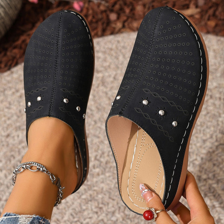 Slippers – Imitatieleer Ronde Neus & Plateauzool Voor Stabiele Stap