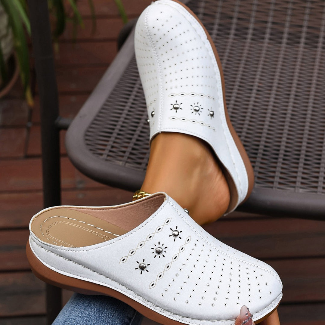 Slippers – Imitatieleer Ronde Neus & Plateauzool Voor Stabiele Stap