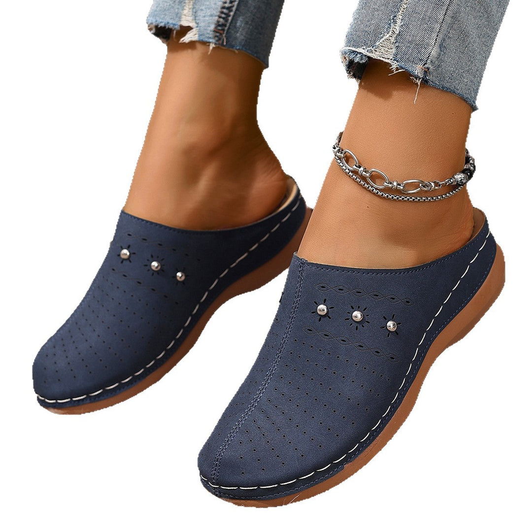 Slippers – Imitatieleer Ronde Neus & Plateauzool Voor Stabiele Stap