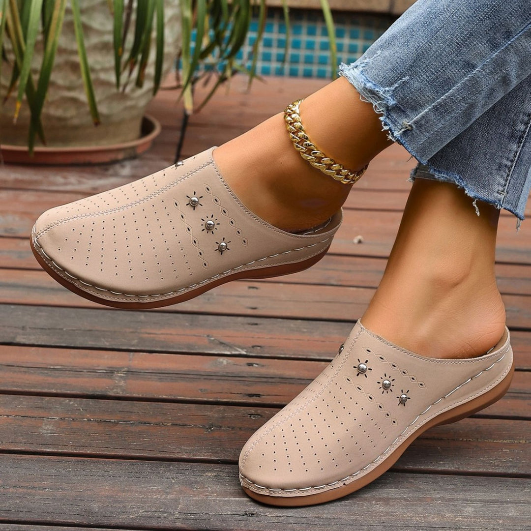 Slippers – Imitatieleer Ronde Neus & Plateauzool Voor Stabiele Stap