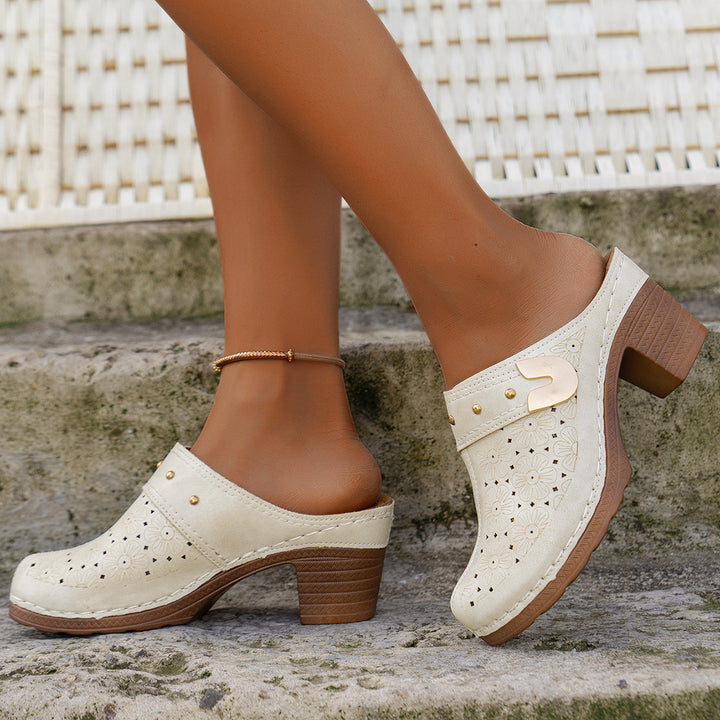 Slippers Kunstleer – Ronde Gesloten Neus & Stabiele Blokhak