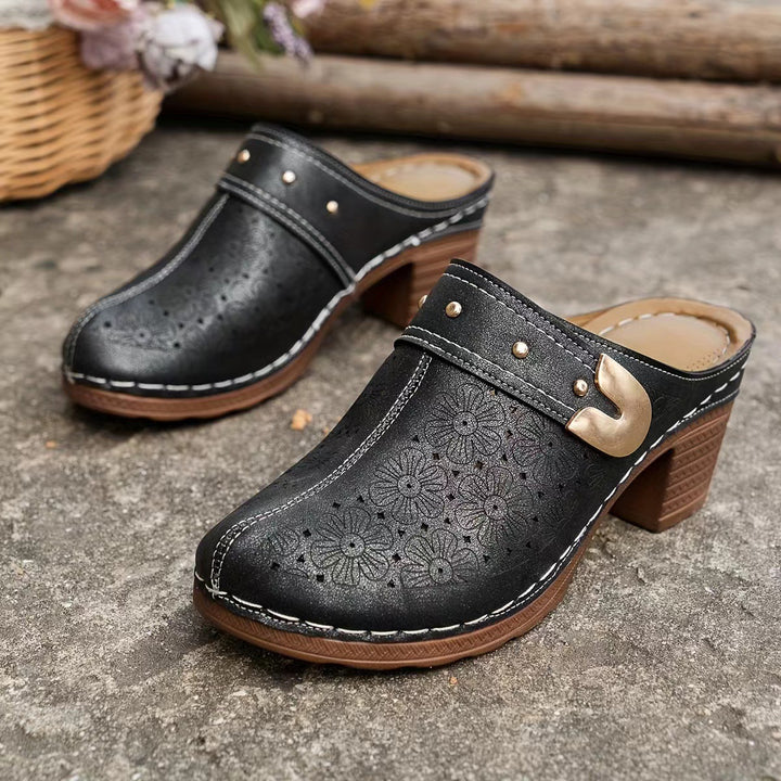 Slippers Kunstleer – Ronde Gesloten Neus & Stabiele Blokhak
