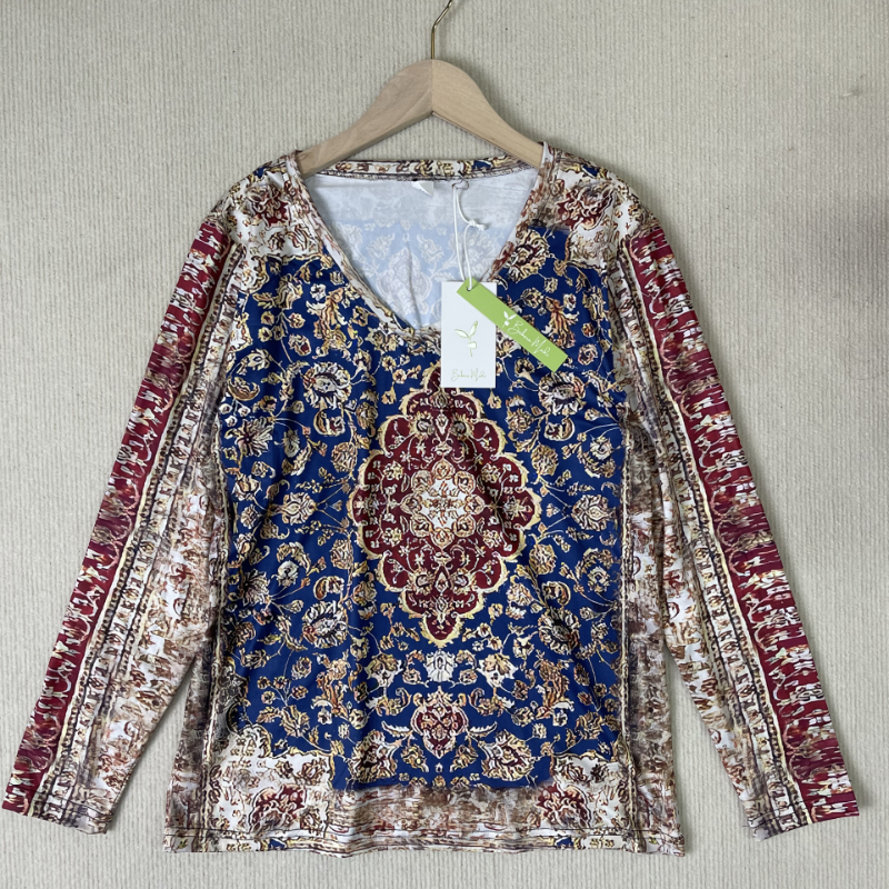 Spectra - Retro top met lange mouwen en print