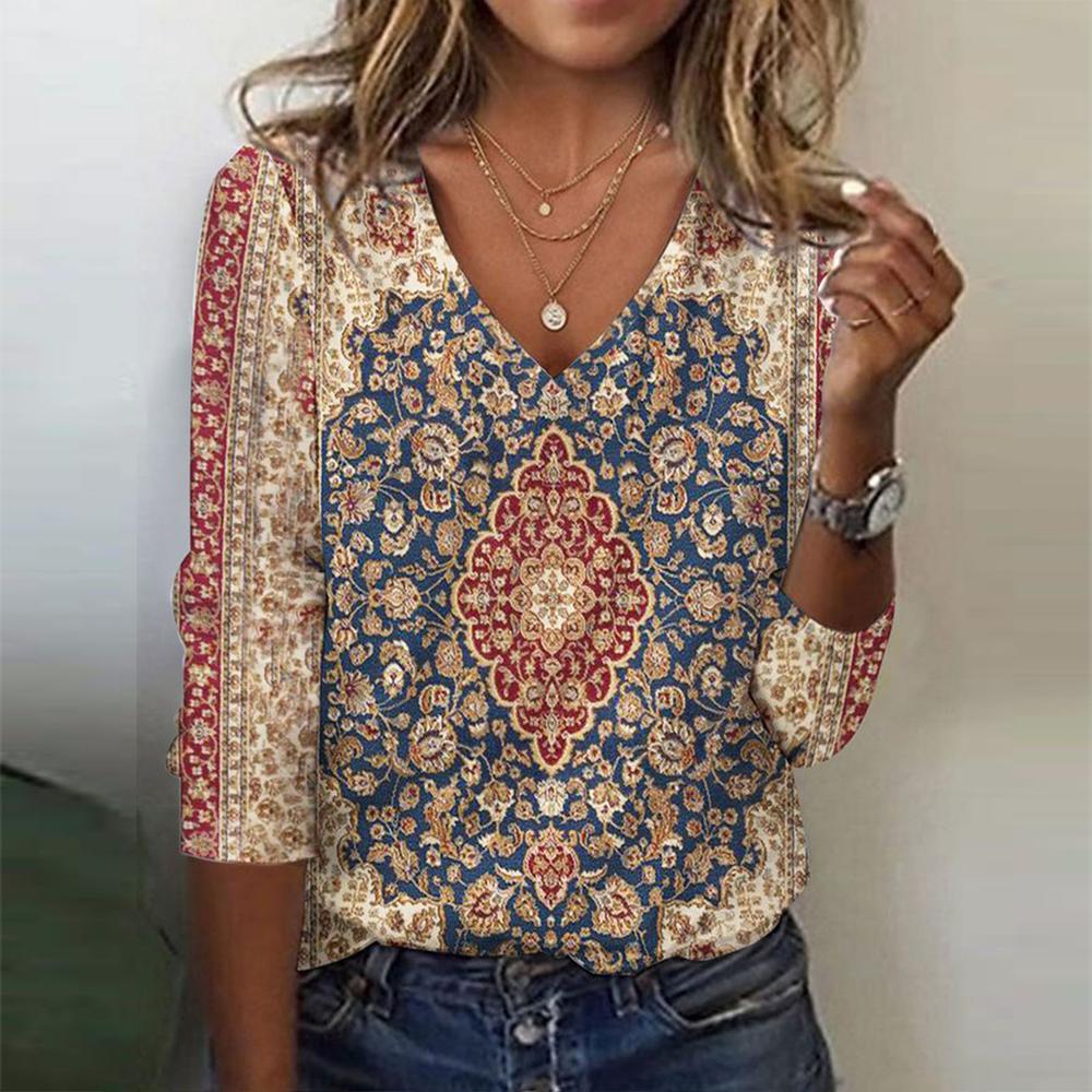 Spectra - Retro top met lange mouwen en print