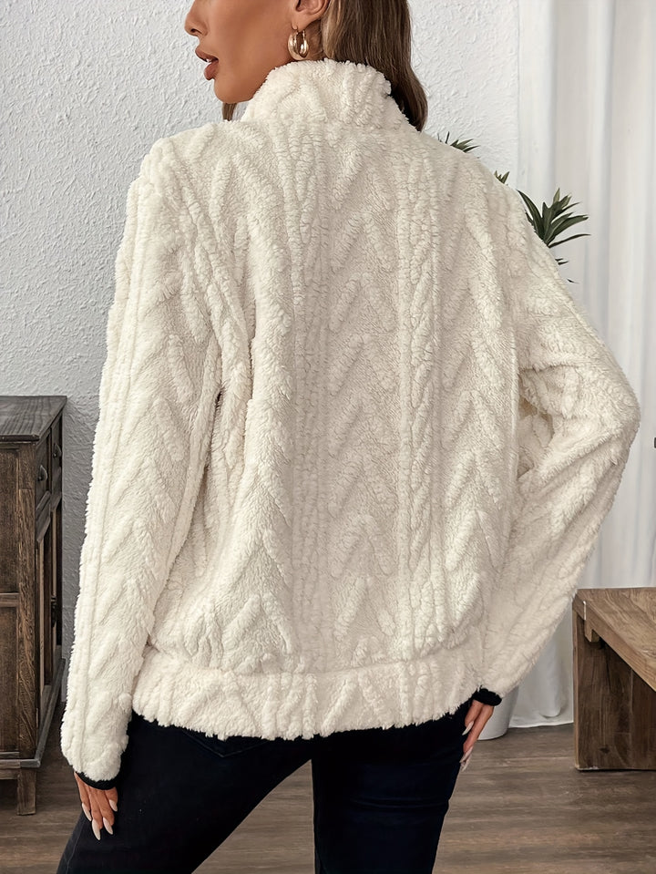Sweatshirt – Fuzzy Structuur & Lapkraag Rits