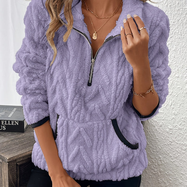 Sweatshirt – Fuzzy Structuur & Lapkraag Rits