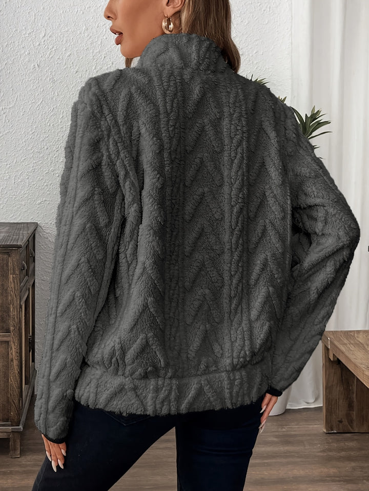 Sweatshirt – Fuzzy Structuur & Lapkraag Rits