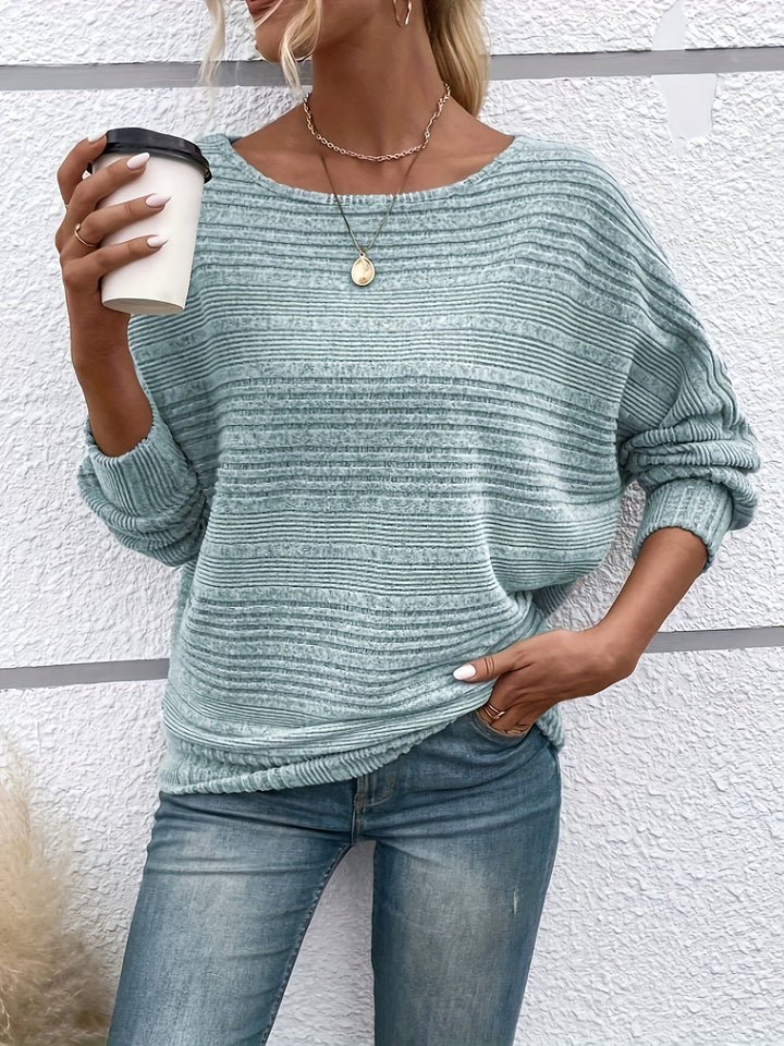 Sweatshirt met structuur - Vleermuismouwen & Boothalsdesign
