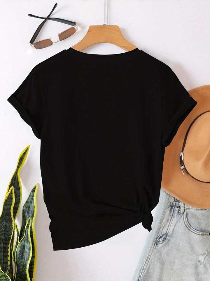 T-shirt – Hartvormige Print & Ronde Hals voor Comfort