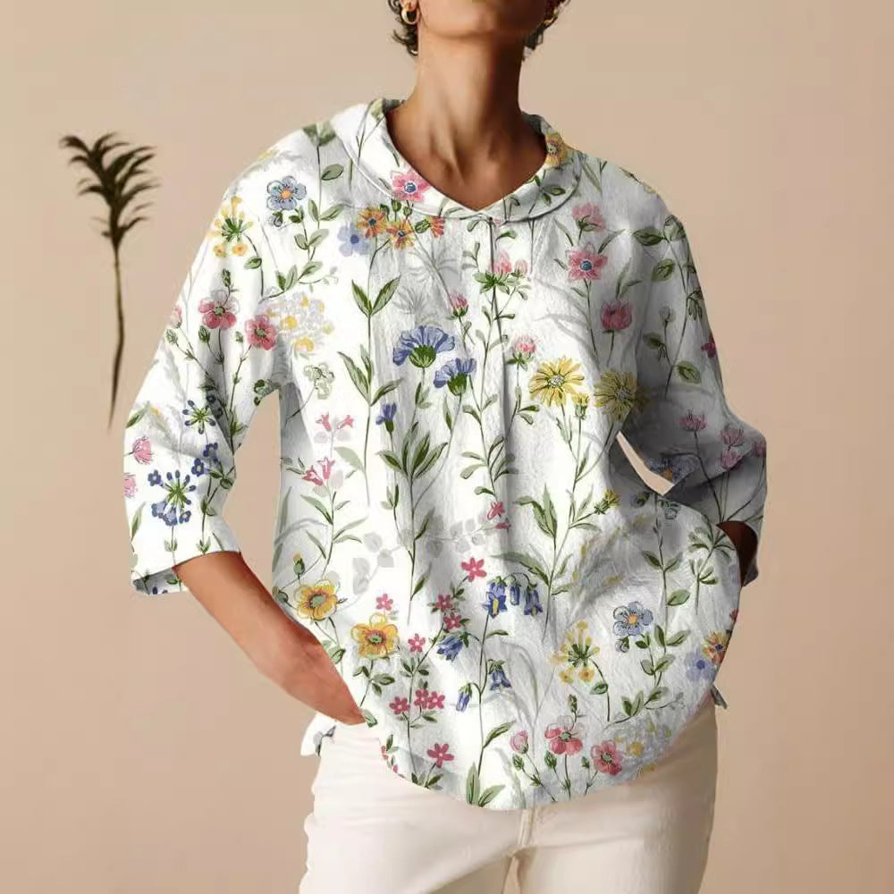 T-shirt – Vintage Bloemenprint & Zachte Stof