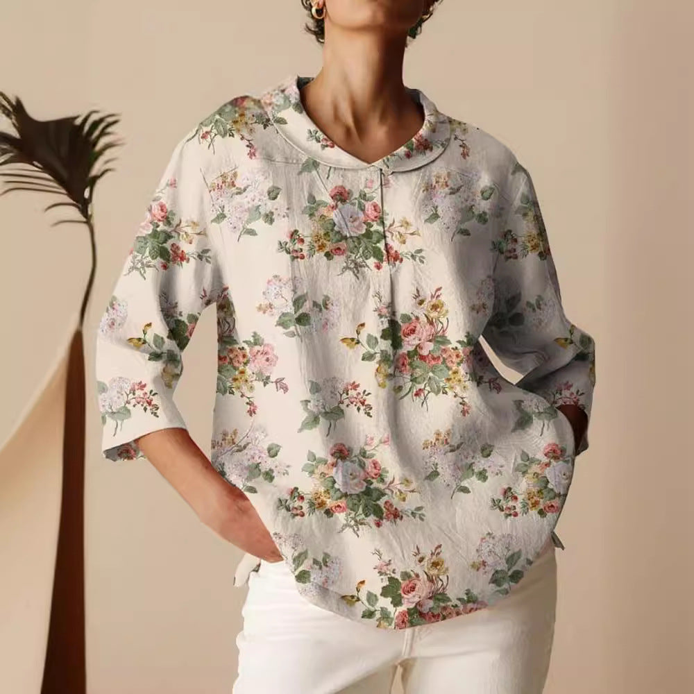 T-shirt – Vintage Bloemenprint & Zachte Stof