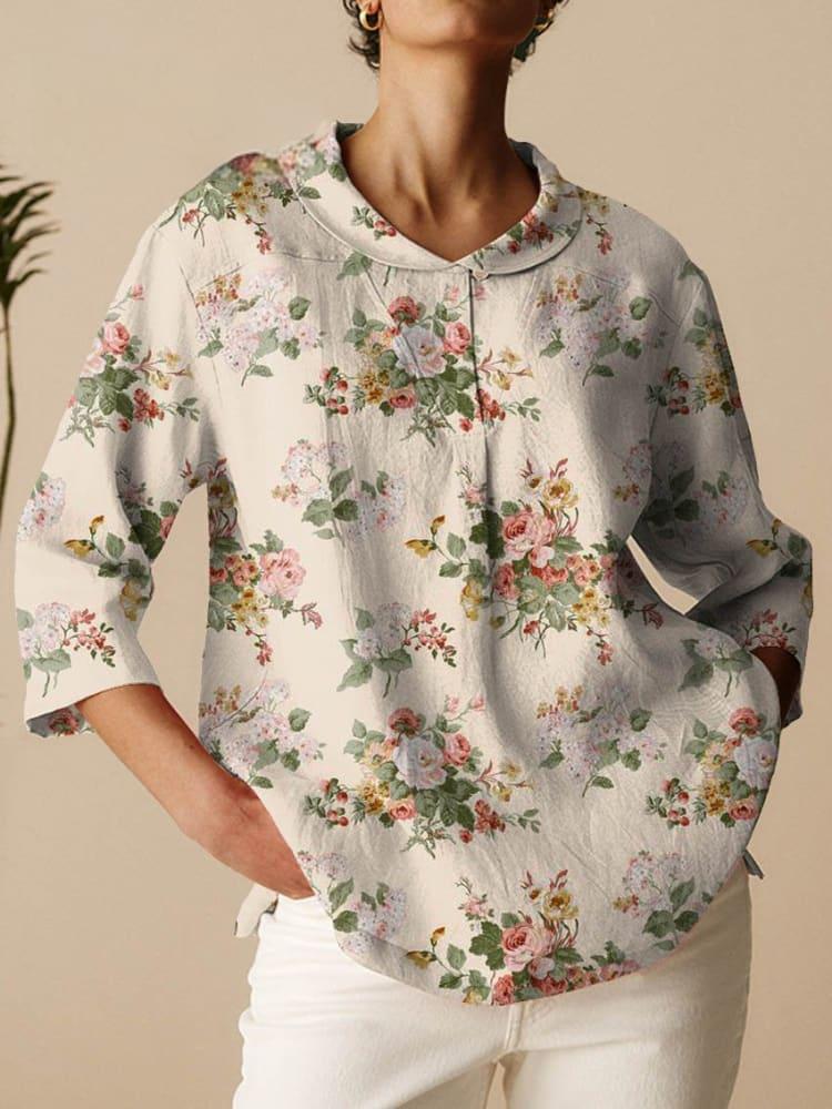 T-shirt – Vintage Bloemenprint & Zachte Stof