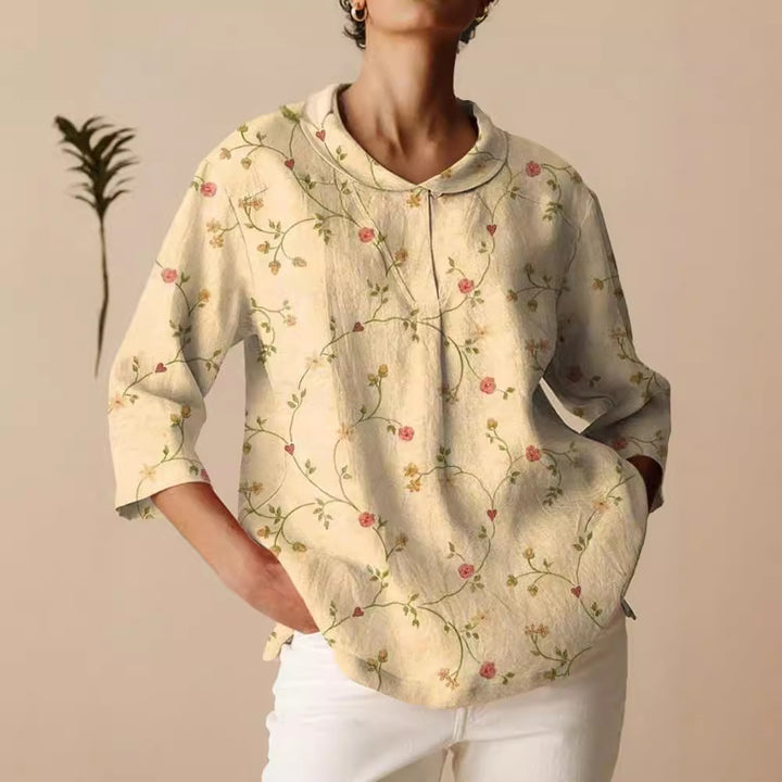 T-shirt – Vintage Bloemenprint & Zachte Stof