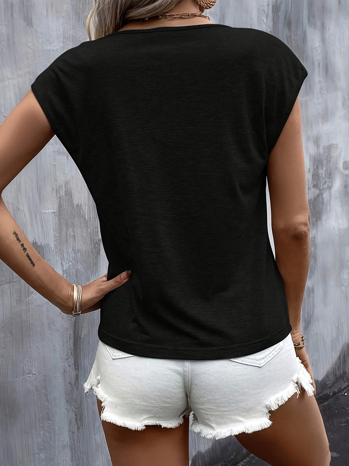 T-shirt met Hartprint – V-hals & Korte Mouwen voor Gemak