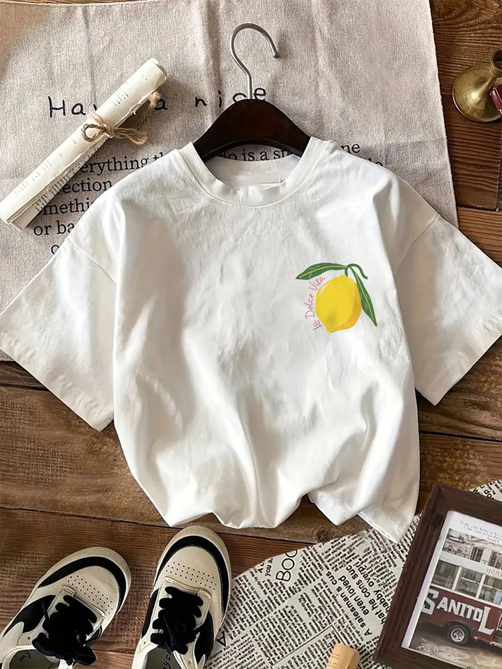 T-shirt met grafische print - ronde hals & katoenmix