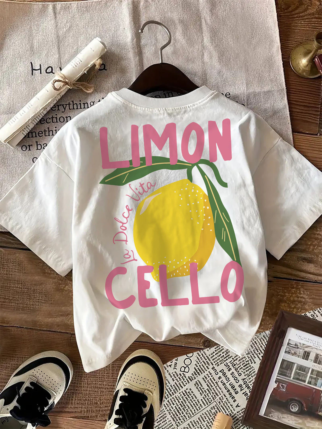 T-shirt met grafische print - ronde hals & katoenmix