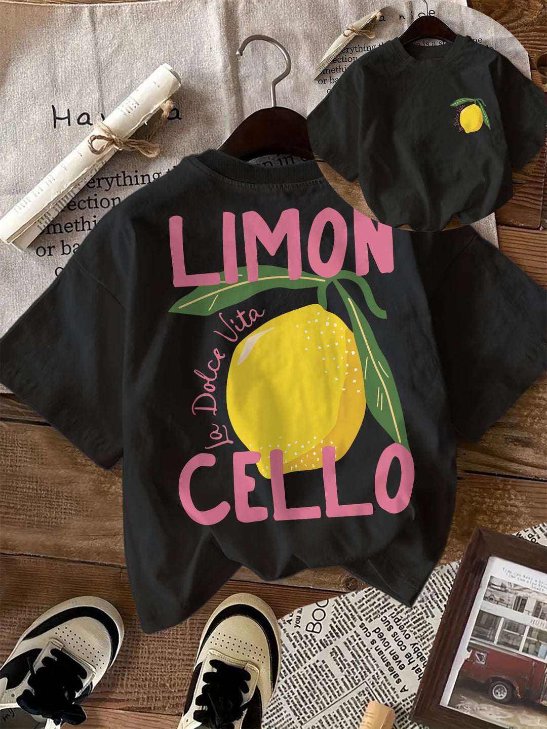 T-shirt met grafische print - ronde hals & katoenmix