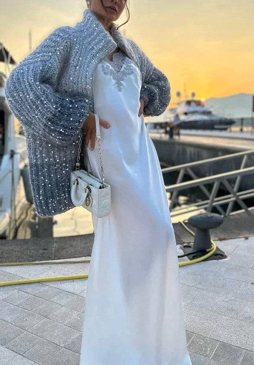 Tatti - Cardigan met pailletten voor dames, elegante gebreide trui