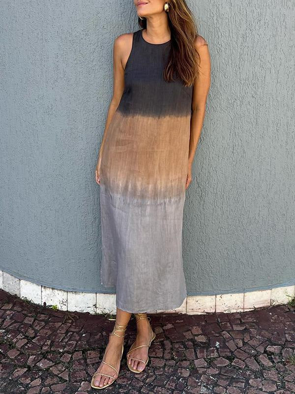 Tencel Jurk – Mouwloos Ontwerp & Ronde Hals voor Gemak