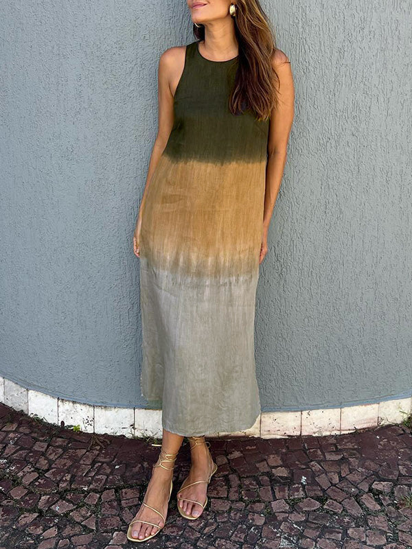 Tencel Jurk – Mouwloos Ontwerp & Ronde Hals voor Gemak