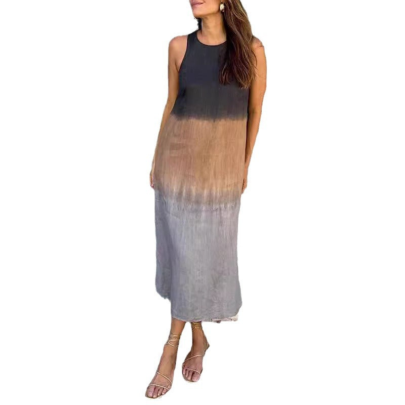 Tencel Jurk – Mouwloos Ontwerp & Ronde Hals voor Gemak