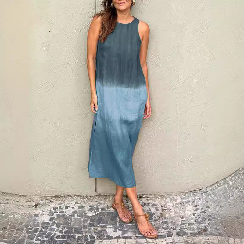 Tencel Jurk – Mouwloos Ontwerp & Ronde Hals voor Gemak
