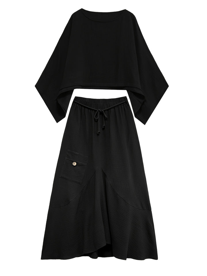 Top En Rok Set – Ronde Hals & Rok Met Zak