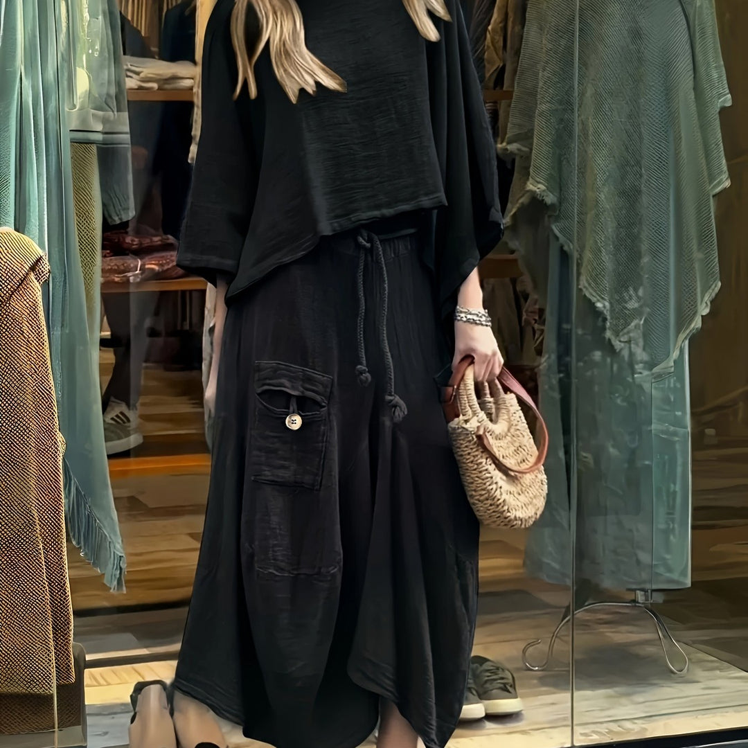 Top En Rok Set – Ronde Hals & Rok Met Zak