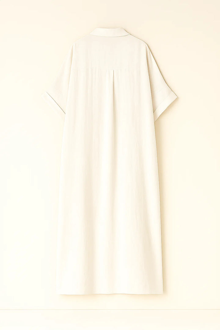 Tori - Elegante casual jurk voor dames met volle mouwen en knopen Katoenen en linnen jurk