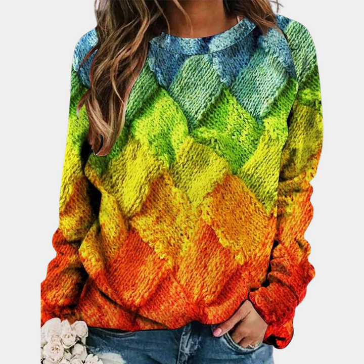 Trendy Gebreide Trui Met Kleurrijke Patroon