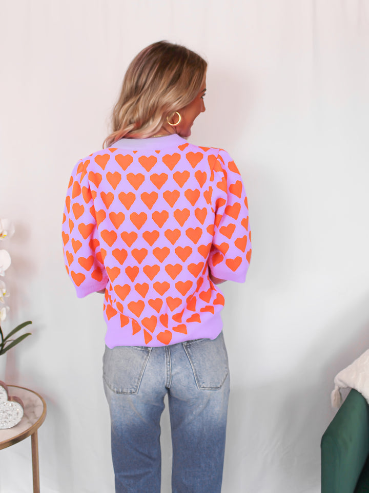 Trui – Hartprint Korte Mouwen En Comfortabele Pasvorm