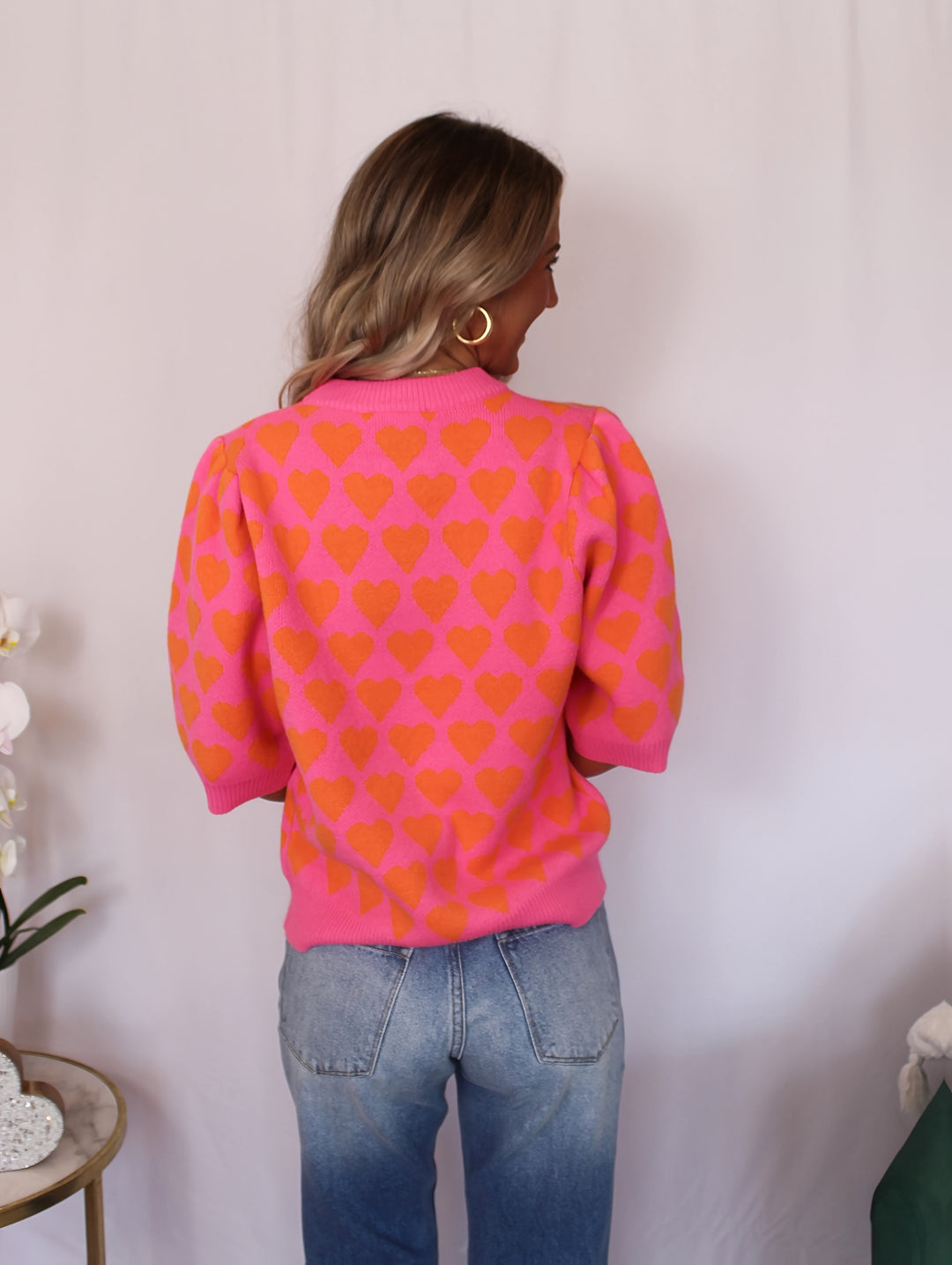 Trui – Hartprint Korte Mouwen En Comfortabele Pasvorm