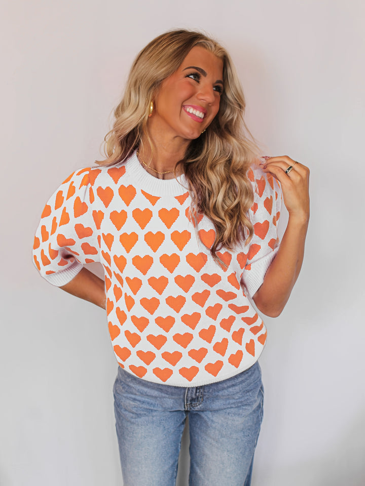 Trui – Hartprint Korte Mouwen En Comfortabele Pasvorm