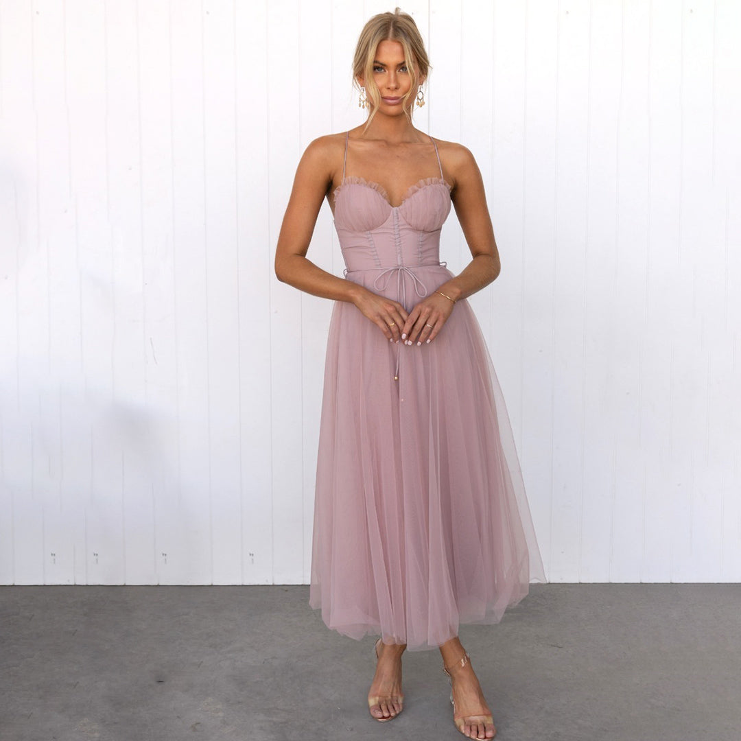 Tule Midi-jurk - Korset Bodice & Spaghettibandjes
