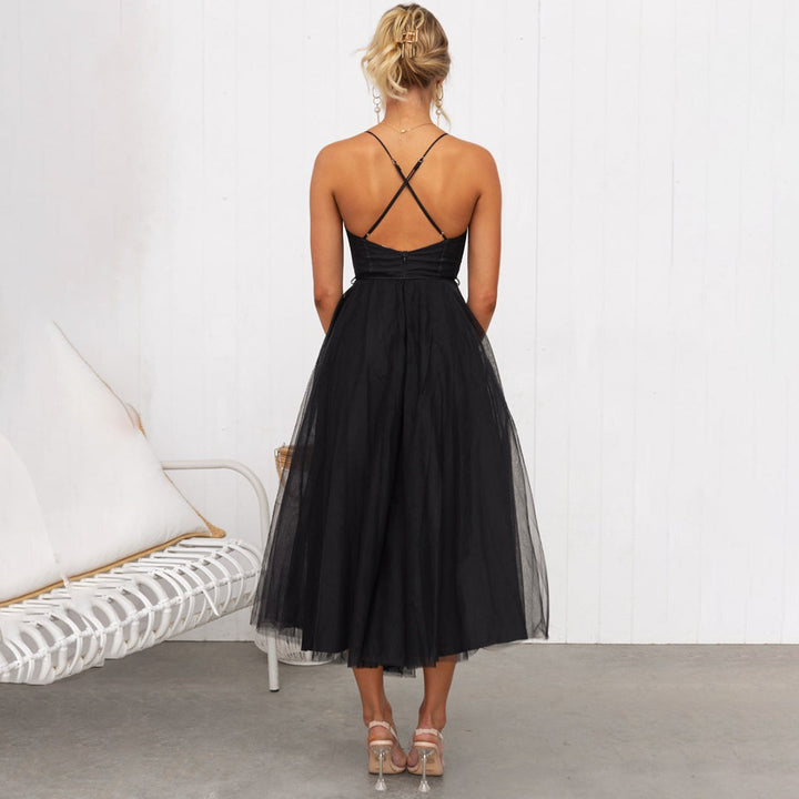 Tule Midi-jurk - Korset Bodice & Spaghettibandjes