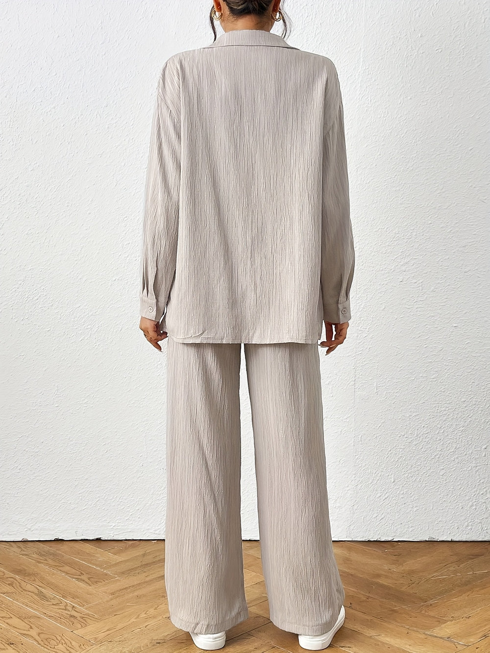 Tweedelige Set – Blouse met Lange Mouwen & Comfortabele Broek