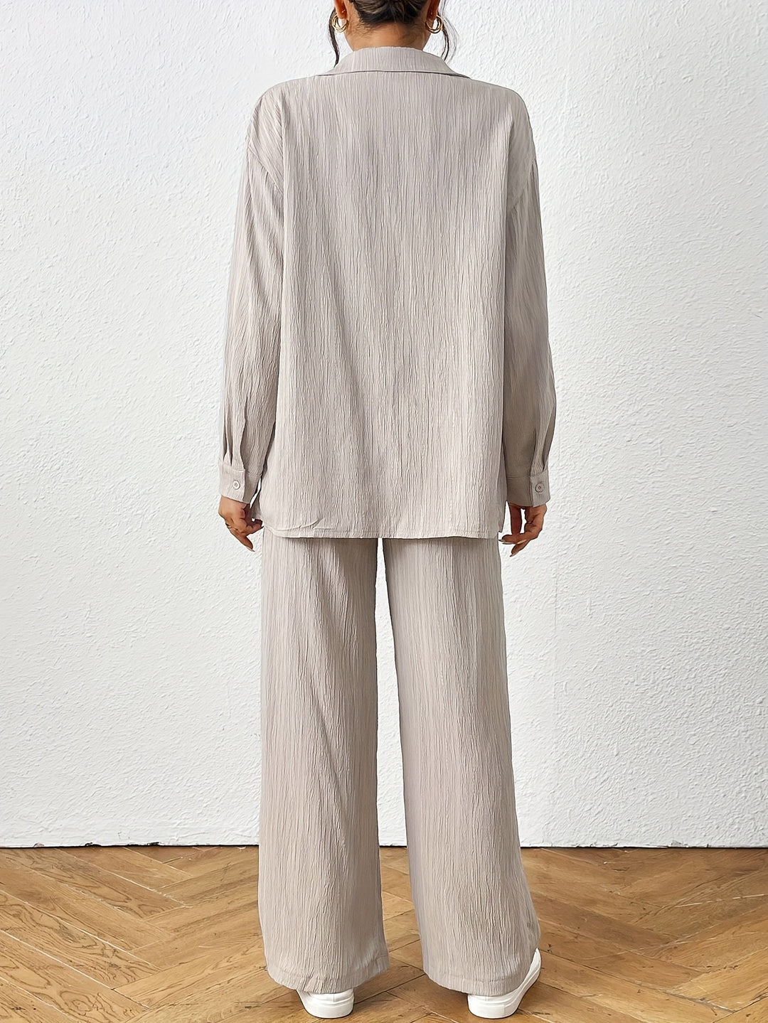 Tweedelige Set – Blouse met Lange Mouwen & Comfortabele Broek