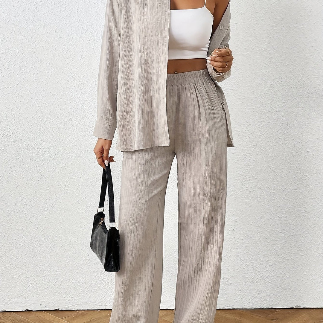 Tweedelige Set – Blouse met Lange Mouwen & Comfortabele Broek