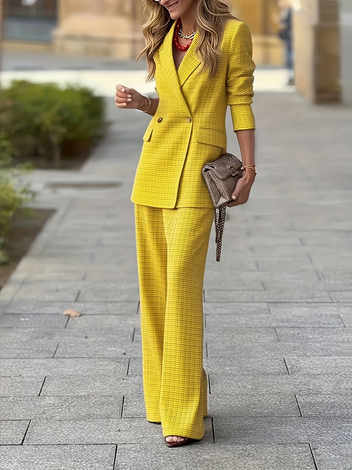 Tweedelige Set - Dubbelgeknoopte Blazer & Vrije Beweging