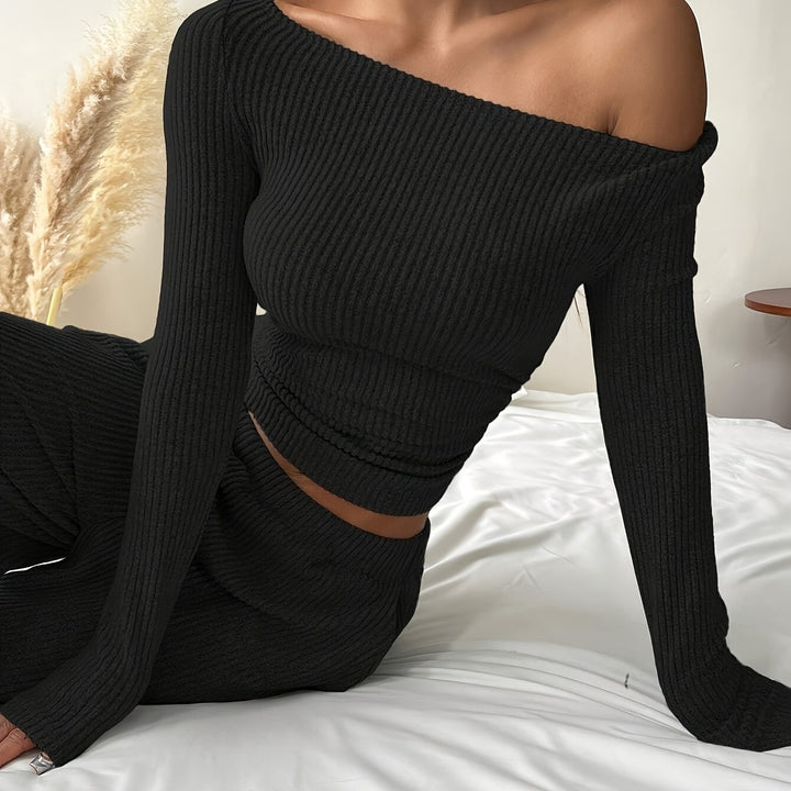 Tweedelige Set - Geribde Korte Top & Comfortabele Pasvorm