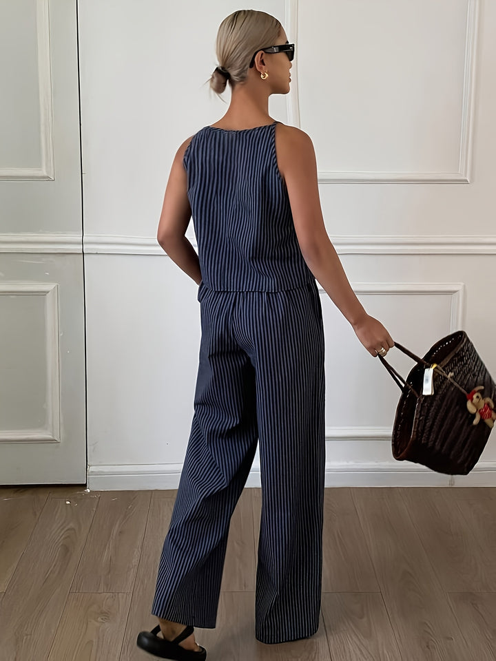 Tweedelige Set – Gestreepte Top & Losse Broek