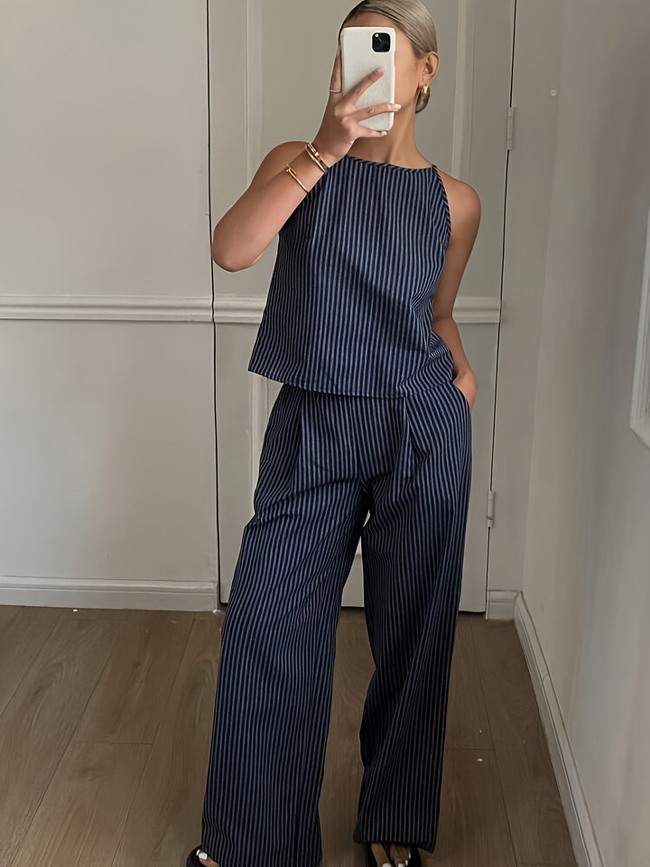Tweedelige Set – Gestreepte Top & Losse Broek