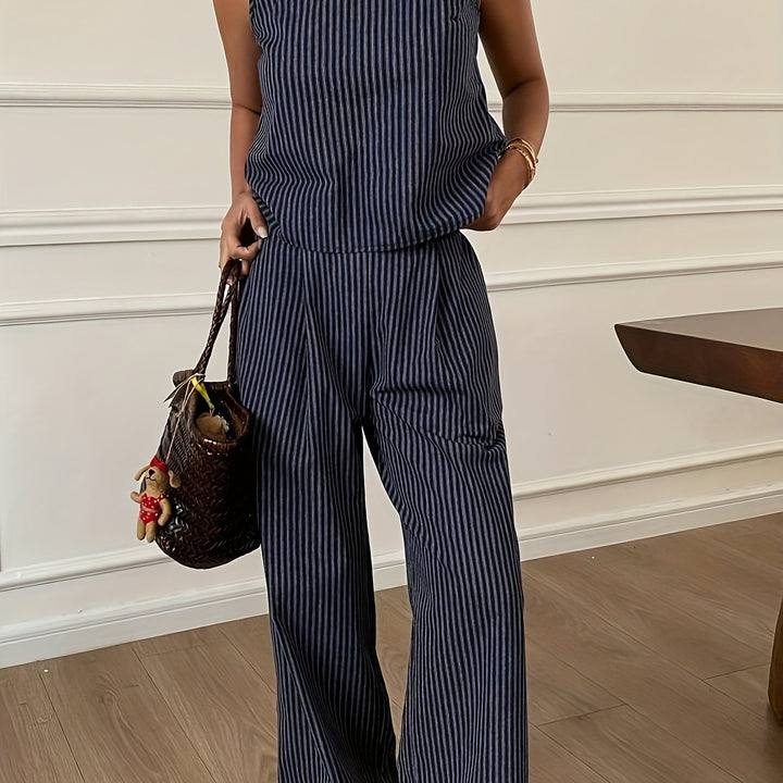 Tweedelige Set – Gestreepte Top & Losse Broek