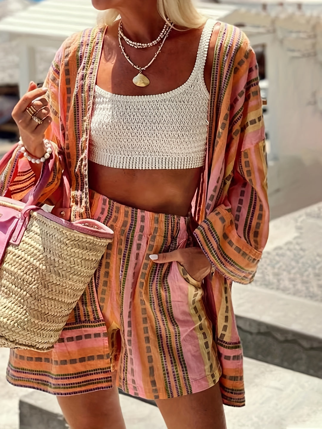 Tweedelige Set – Losse Top & Korte Broek met All-Over Print